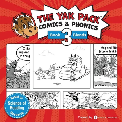 The Yak Pack: Comics & Phonics: Book 3: Learn to read decodable blend words - Paperback