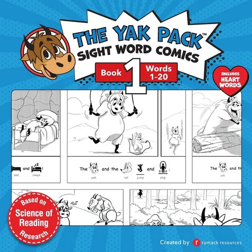 The Yak Pack: Sight Word Comics: Book 1: Comic Books to Practice Reading Dolch Sight Words (1-20) - Paperback