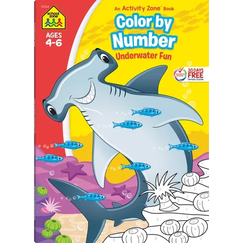 School Zone Color by Number Underwater Fun Workbook - Paperback