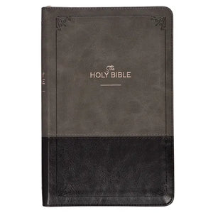KJV Bible Deluxe Gift (Faux Leather, Gray/Black W/Zipper) - Imitation Leather