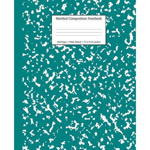 Marbled Composition Notebook: Teal Marble Wide Ruled Paper Subject Book - Paperback