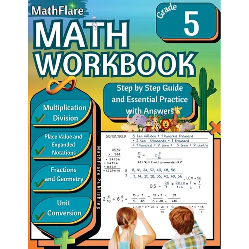 MathFlare - Math Workbook 5th Grade: Math Workbook Grade 5: Multiplication and Division, Fractions, Decimals, Place Value, Expanded Notations, Geometr - Paperback