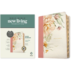 NLT Wide Margin Bible, Filament Enabled (Leatherlike, Dusty Pink Blossoms, Indexed) - Imitation Leather