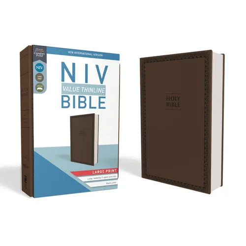 NIV, Value Thinline Bible, Large Print, Imitation Leather, Brown - Imitation Leather