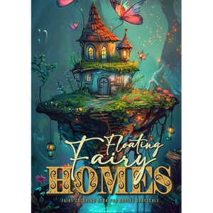 Floating Fairy Homes Fairy Coloring Book for Adults Grayscale: Whimsical Houses Coloring Book Grayscale Fairy Houses Coloring Book for Adults - floati - Paperback