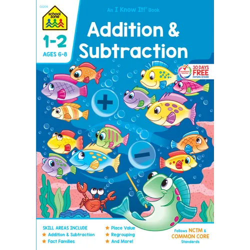 School Zone Addition & Subtraction Grades 1-2 Workbook - Paperback