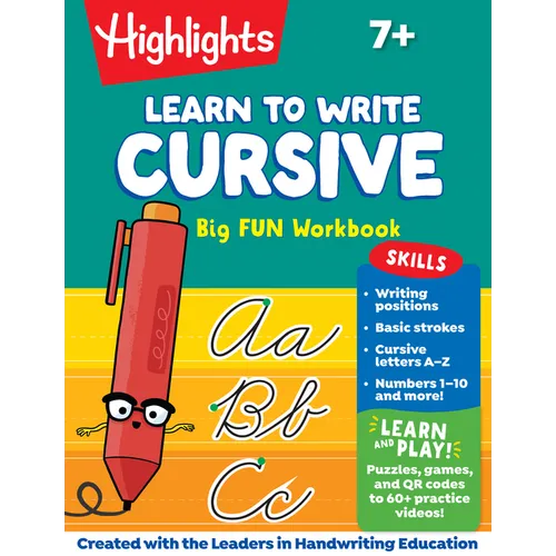 Learn to Write Cursive Big Fun Workbook: 110-Page Cursive Handwriting Workbook, Step-By-Step Instructions for Cursive Writing Practice, Learn Cursive - Paperback