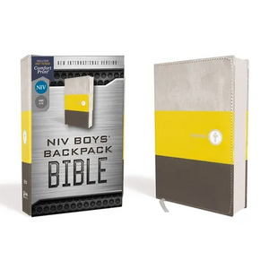 Niv, Boys' Backpack Bible, Compact, Leathersoft, Yellow/Gray, Red Letter Edition, Comfort Print - Imitation Leather