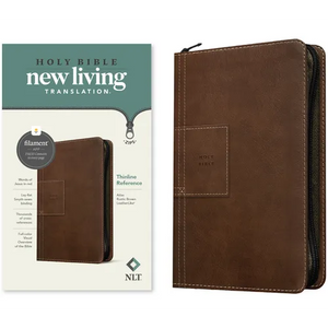 NLT Thinline Reference Zipper Bible, Filament Enabled (Leatherlike, Atlas Rustic Brown, Red Letter) - Imitation Leather