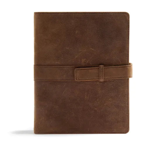 CSB Legacy Notetaking Bible, Tan Genuine Leather with Strap - Leather