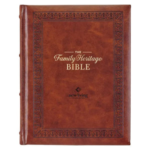 NLT Family Heritage Bible, Large Print Family Devotional Bible for Study, New Living Translation Holy Bible Faux Leather Hardcover, Additional Interac - Leather