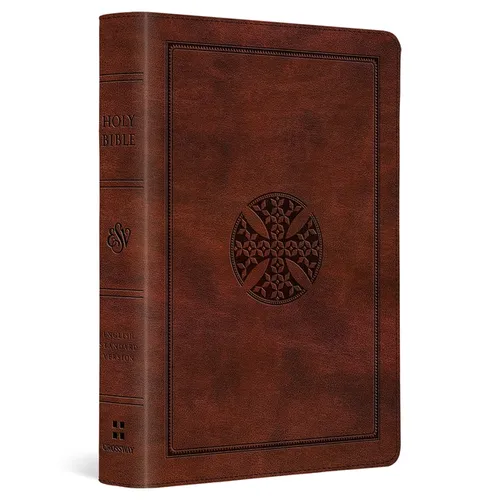 ESV Large Print Compact Bible, Red Letter (Trutone, Brown, Mosaic Cross Design) - Imitation Leather