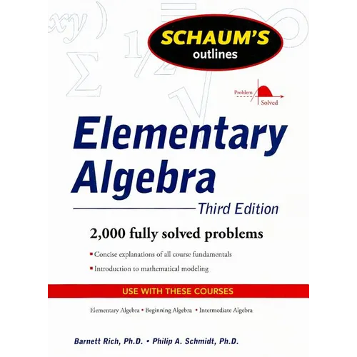 Schaum's Outline of Elementary Algebra, 3ed - Paperback