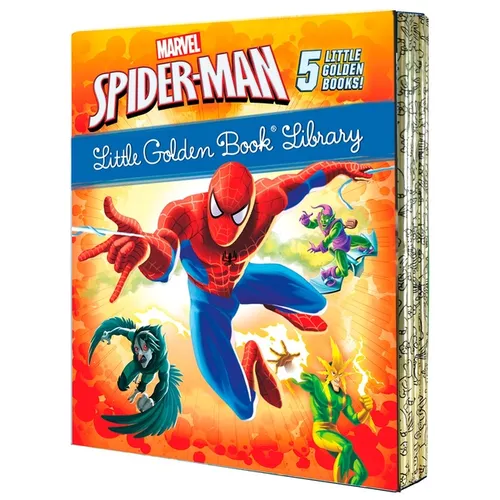 Spider-Man Little Golden Book Library (Marvel): Spider-Man!; Trapped by the Green Goblin; The Big Freeze!; High Voltage!; Night of the Vulture! - Hardcover