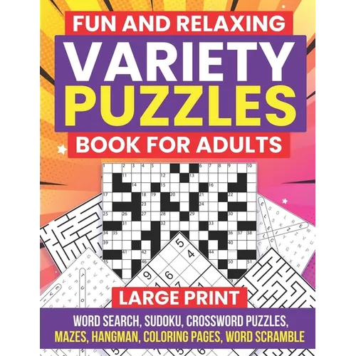 Fun and Relaxing Variety Puzzles Book for Adults - Paperback