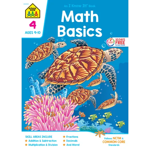 School Zone Math Basics Grade 4 Workbook - Paperback